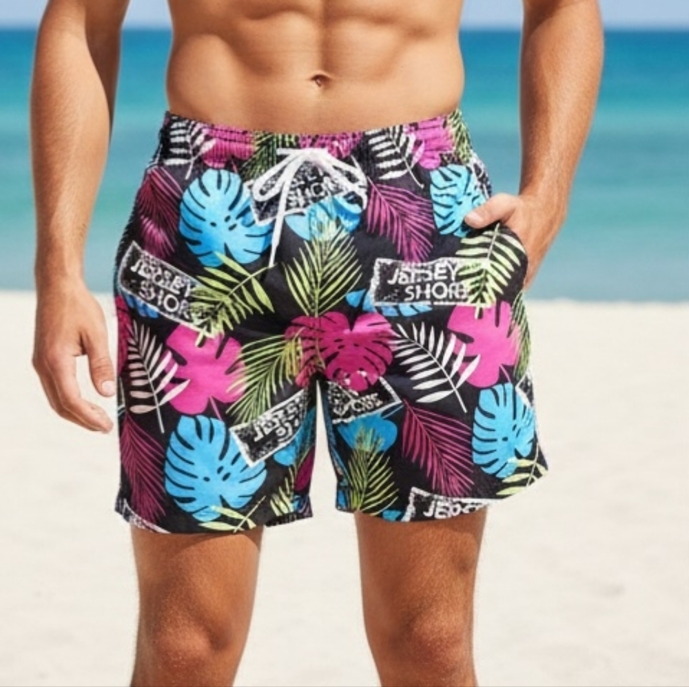 Jersey Shore Men's Tropical Print Swim Shorts Size Small